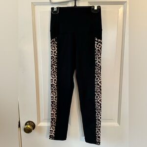 Zyia Black Leggings with Leopard Print Sides